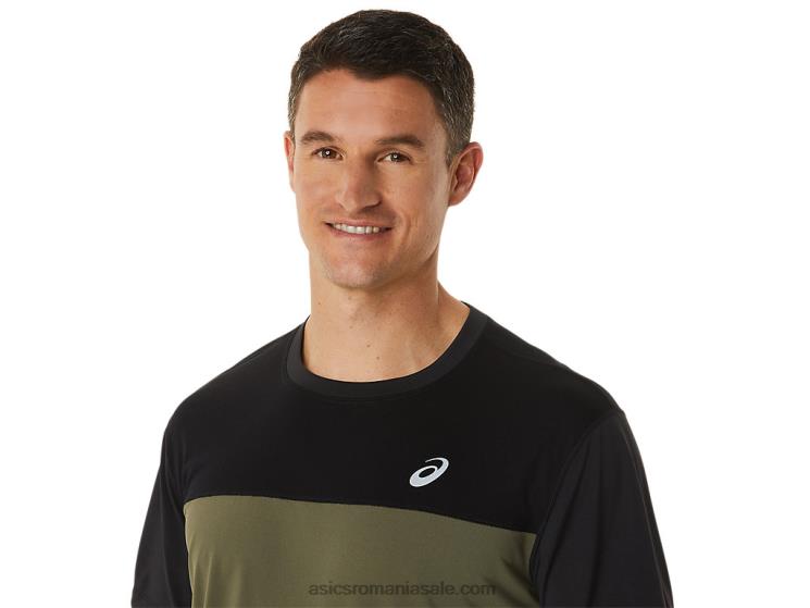 Asics negru performant/verde manta top cu mânecă scurtă pentru bărbați ZF4641116