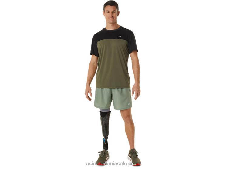 Asics negru performant/verde manta top cu mânecă scurtă pentru bărbați ZF4641116