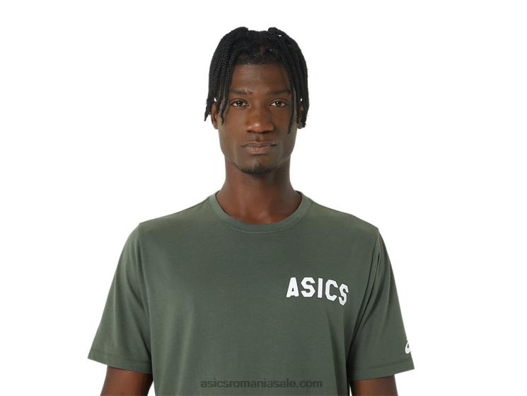 Asics pânză de măsline tricou cu dungi sunrise ZF464787