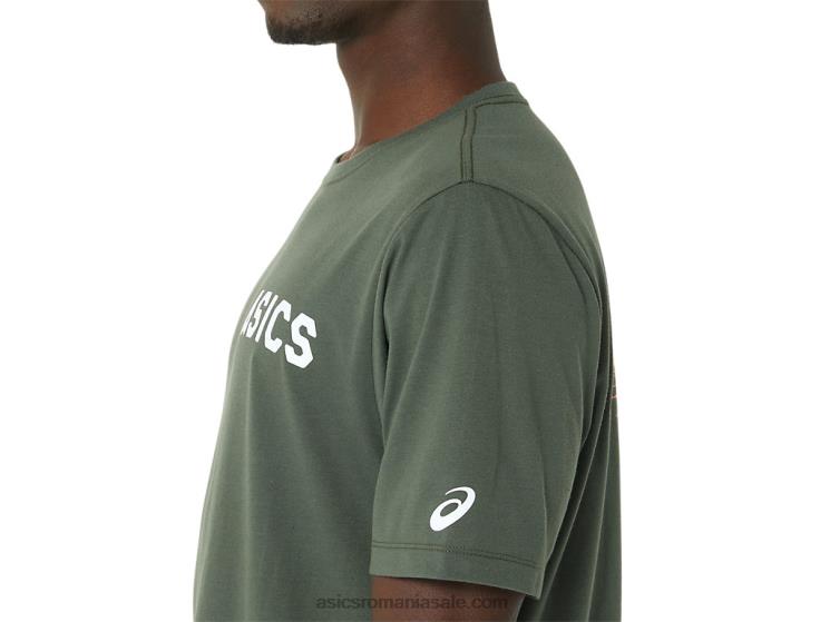 Asics pânză de măsline tricou cu dungi sunrise ZF464787