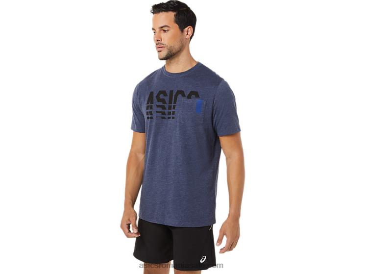 Asics peaton heather tricou cu mânecă scurtă în dungi ZF4641731