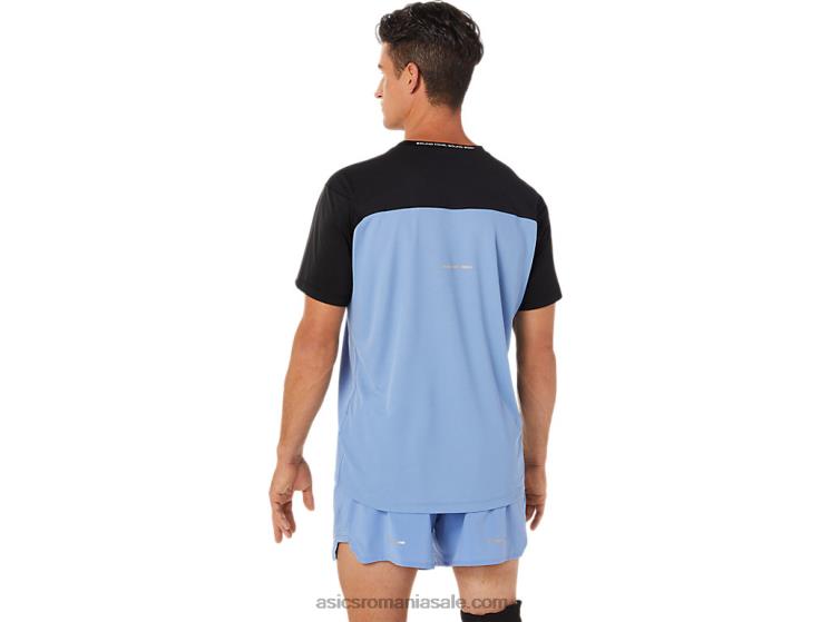 Asics performanță armonie negru/albastru top cu mânecă scurtă pentru bărbați ZF4641320