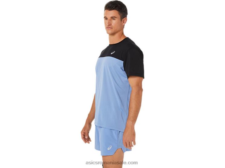 Asics performanță armonie negru/albastru top cu mânecă scurtă pentru bărbați ZF4641320