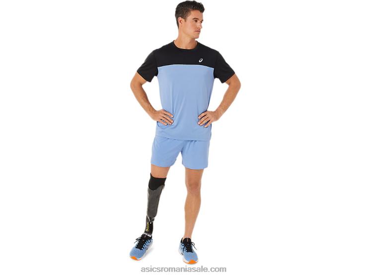 Asics performanță armonie negru/albastru top cu mânecă scurtă pentru bărbați ZF4641320