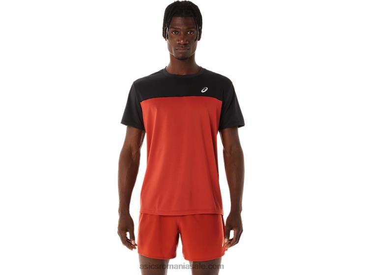 Asics performanță black/spice latte top cu mânecă scurtă pentru bărbați ZF464272