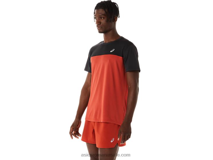 Asics performanță black/spice latte top cu mânecă scurtă pentru bărbați ZF464272