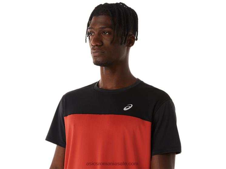 Asics performanță black/spice latte top cu mânecă scurtă pentru bărbați ZF464272