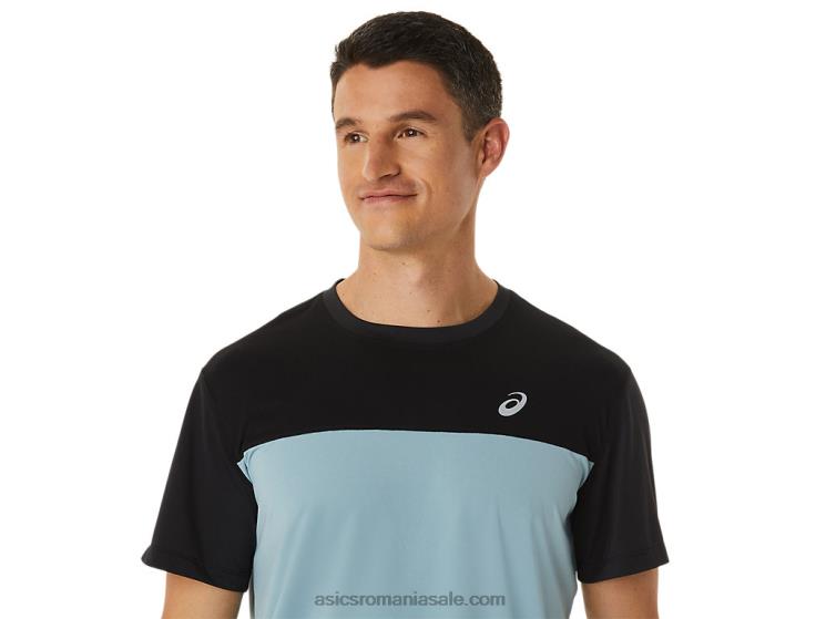 Asics performanță negru/oțel ușor top cu mânecă scurtă pentru bărbați ZF4641028