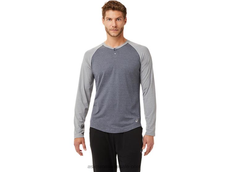 Asics purtător gri/sheet rock heather henley cu mânecă lungă perf pentru bărbați ZF4642025