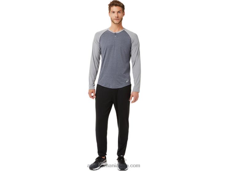 Asics purtător gri/sheet rock heather henley cu mânecă lungă perf pentru bărbați ZF4642025