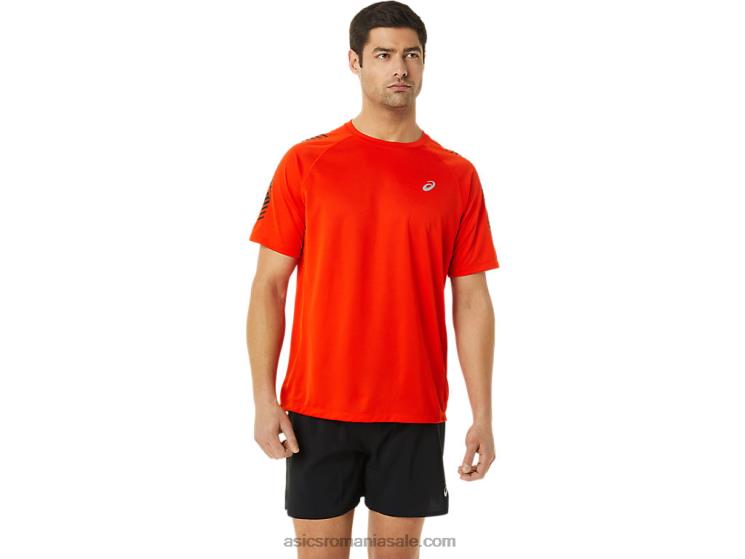 Asics roșie cherry/negru de performanță top cu mânecă scurtă icon pentru bărbați ZF4641048