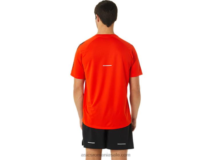 Asics roșie cherry/negru de performanță top cu mânecă scurtă icon pentru bărbați ZF4641048
