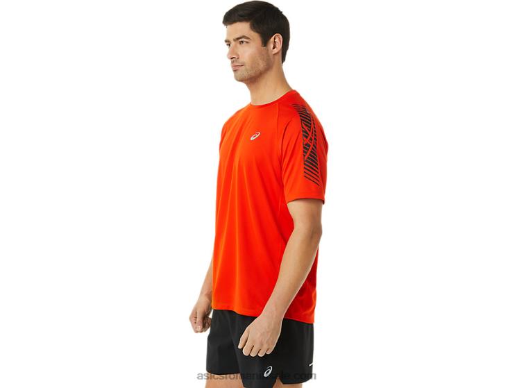 Asics roșie cherry/negru de performanță top cu mânecă scurtă icon pentru bărbați ZF4641048