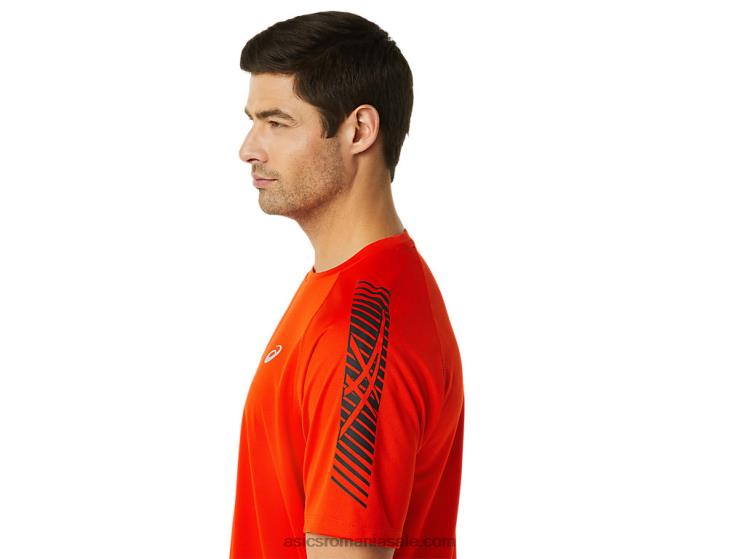 Asics roșie cherry/negru de performanță top cu mânecă scurtă icon pentru bărbați ZF4641048
