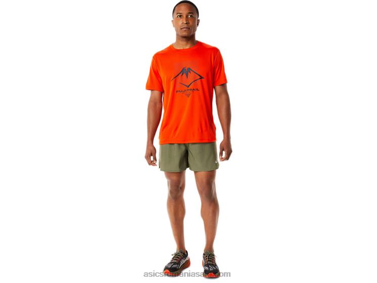 Asics roșii cherry top cu mânecă scurtă cu logo Fujitrail pentru bărbați ZF4641114