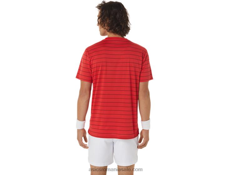 Asics roșu clasic top cu mânecă scurtă cu dungi curte pentru bărbați ZF464493
