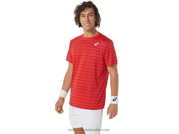 Asics roșu clasic top cu mânecă scurtă cu dungi curte pentru bărbați ZF464493