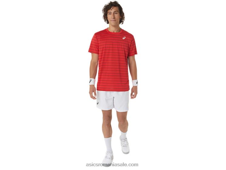 Asics roșu clasic top cu mânecă scurtă cu dungi curte pentru bărbați ZF464493