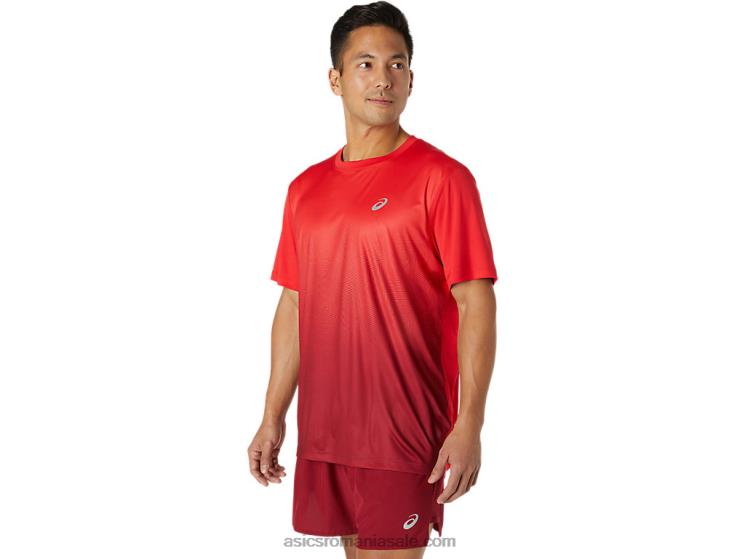 Asics roșu electric/visiniu bluză bărbătească Kasane cu mânecă scurtă ZF4641778