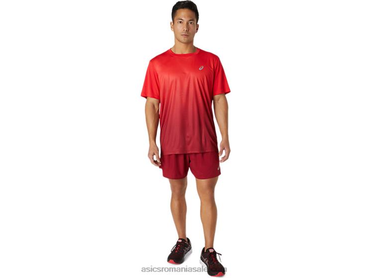 Asics roșu electric/visiniu bluză bărbătească Kasane cu mânecă scurtă ZF4641778