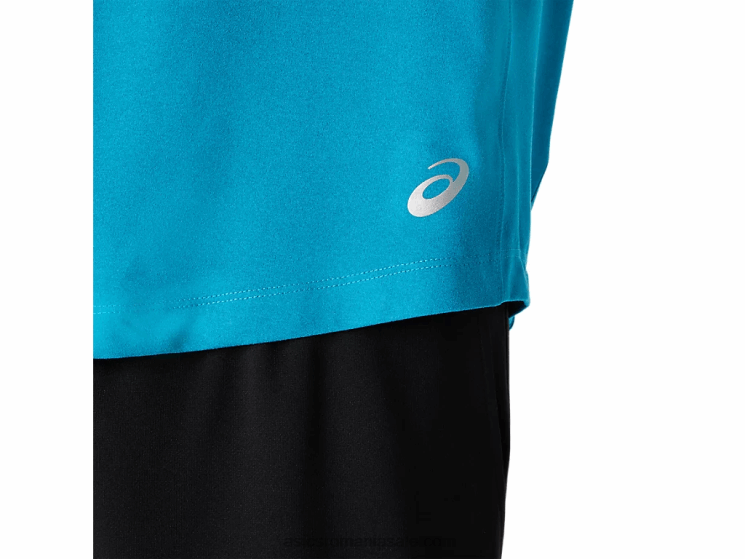 Asics teal blue heather henley cu mânecă lungă perf pentru bărbați ZF4642026