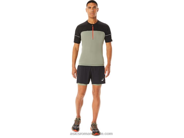 Asics verde lichen/negru de performanță top fujitrail pentru bărbați ZF4641088