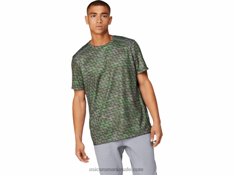 Asics verde lichen top cu mânecă scurtă cu grafică de sezon pentru bărbați ZF4641782