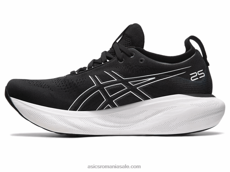 Asics negru/argint pur gel-nimbus 25 lățime ZF464340