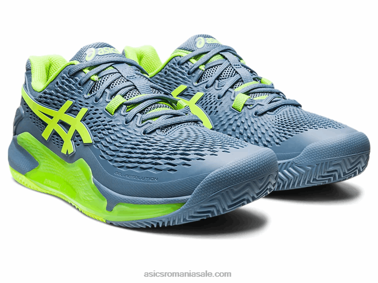 Asics albastru oțel/verde pericol gel-rezoluție 9 argilă ZF464398
