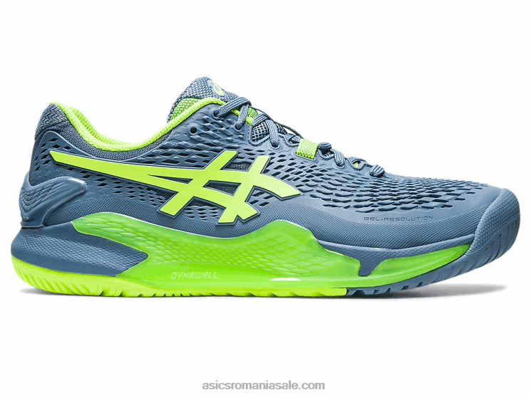 Asics albastru oțel/verde pericol gel-rezoluție 9 lățime ZF464364