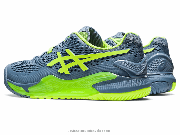 Asics albastru oțel/verde pericol gel-rezoluție 9 lățime ZF464364