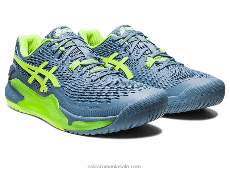 Asics albastru oțel/verde pericol rezoluție gel 9 ZF464366