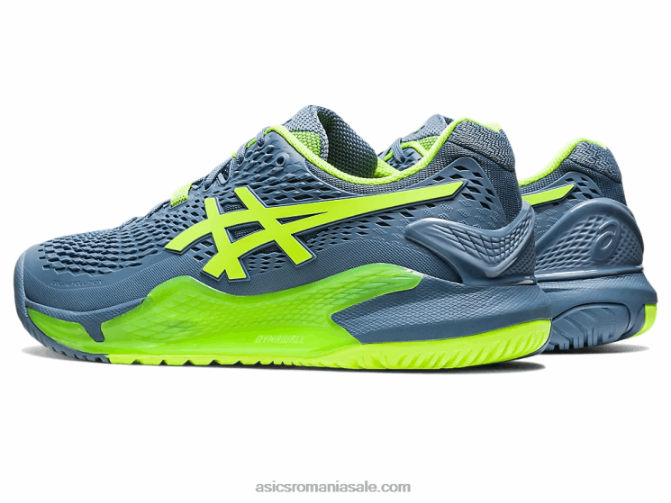 Asics albastru oțel/verde pericol rezoluție gel 9 ZF464366