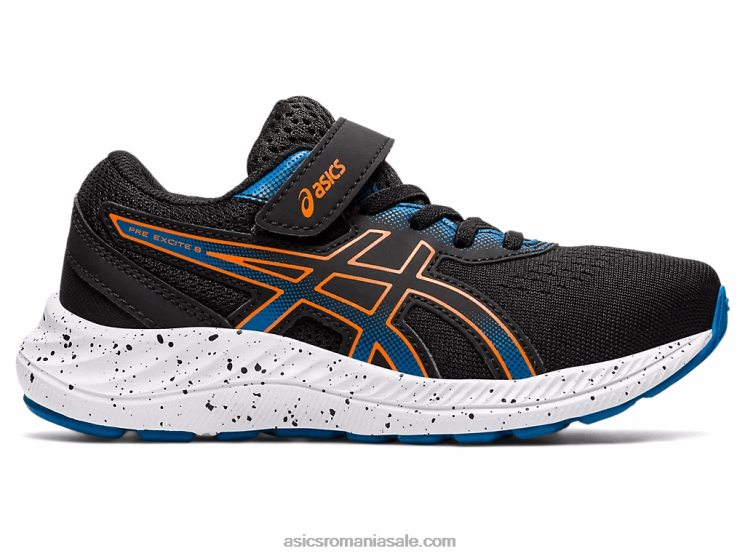 Asics negru/portocaliu galben pre excite 8 preşcolar ZF4644532