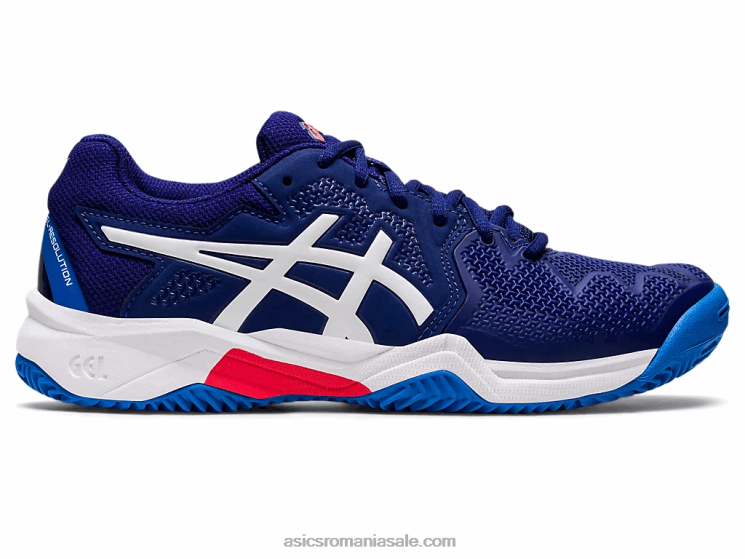 Asics scufundare albastru/alb gel-rezoluție 8 școală de lut ZF4644430