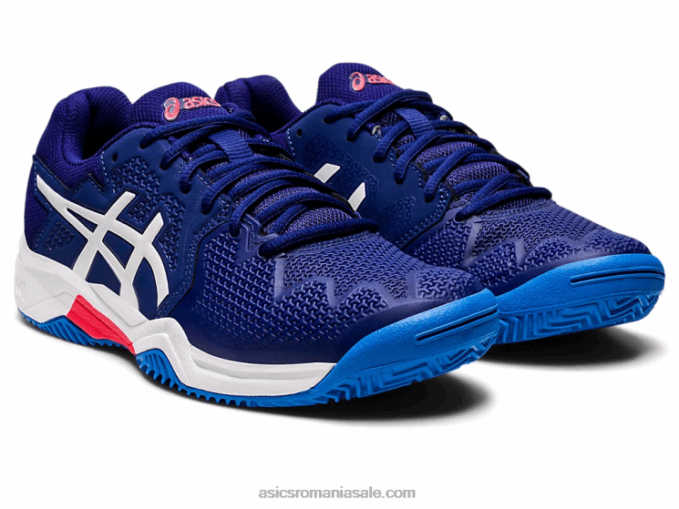 Asics scufundare albastru/alb gel-rezoluție 8 școală de lut ZF4644430