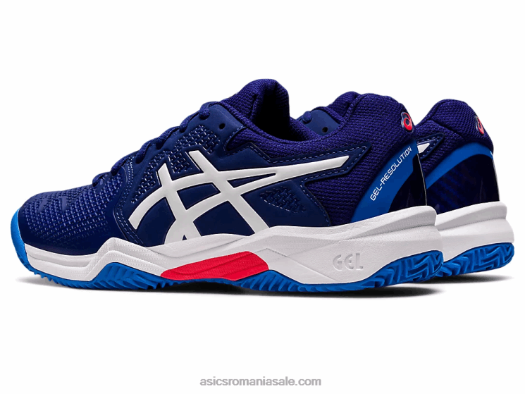 Asics scufundare albastru/alb gel-rezoluție 8 școală de lut ZF4644430