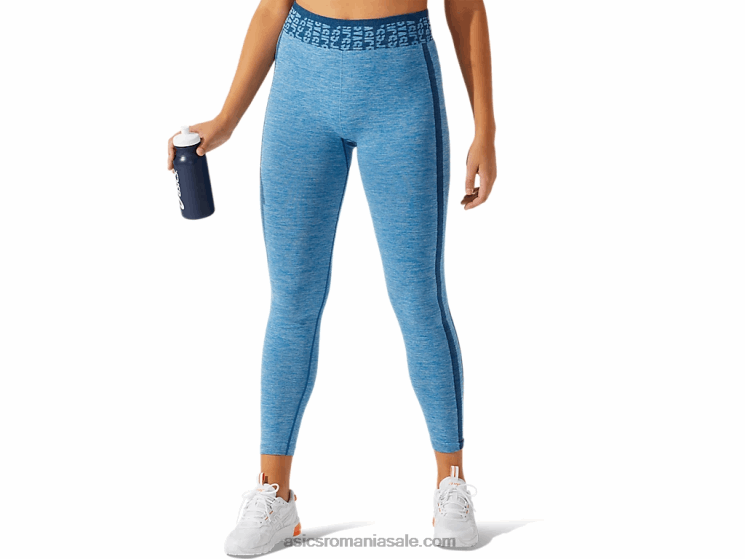 Asics albastru renăscut/albastru mako costum cu logo decupat pentru femei, fără sudură ZF4643947