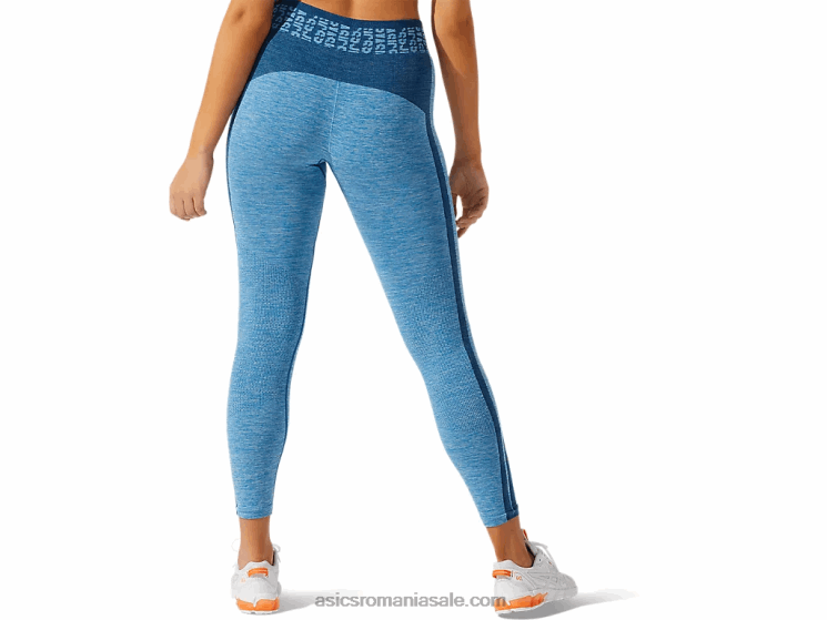 Asics albastru renăscut/albastru mako costum cu logo decupat pentru femei, fără sudură ZF4643947