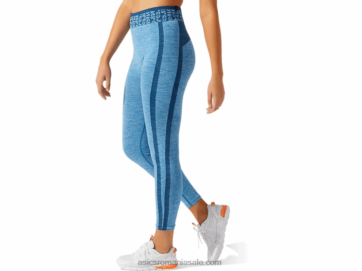 Asics albastru renăscut/albastru mako costum cu logo decupat pentru femei, fără sudură ZF4643947
