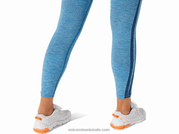 Asics albastru renăscut/albastru mako costum cu logo decupat pentru femei, fără sudură ZF4643947