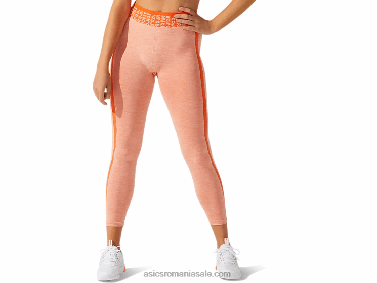 Asics portocala galbenele/piersica soarelui costum cu logo decupat pentru femei, fără sudură ZF4643940