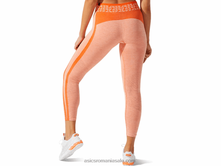 Asics portocala galbenele/piersica soarelui costum cu logo decupat pentru femei, fără sudură ZF4643940