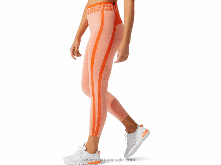 Asics portocala galbenele/piersica soarelui costum cu logo decupat pentru femei, fără sudură ZF4643940