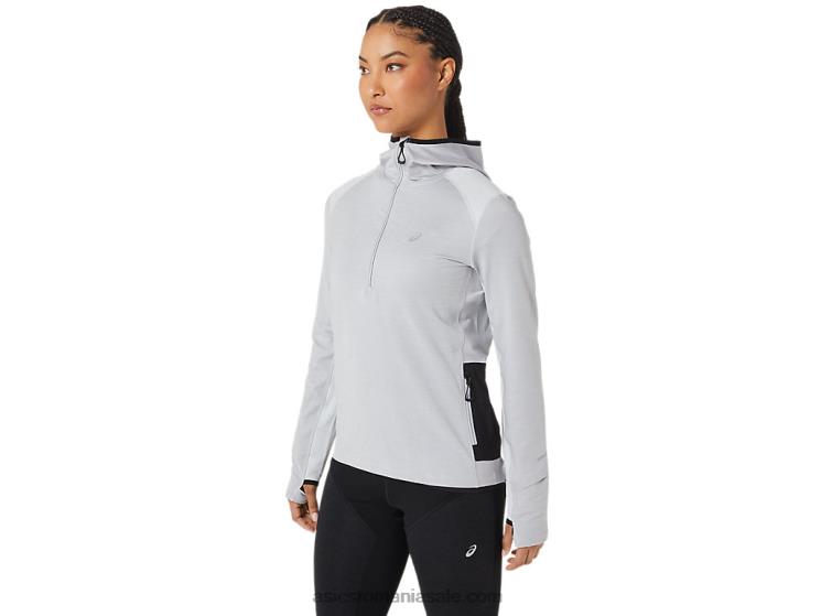Asics gri glaciar heather/negru hanorac cu mânecă lungă de iarnă pentru femei ZF4642764