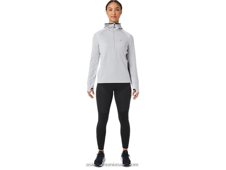 Asics gri glaciar heather/negru hanorac cu mânecă lungă de iarnă pentru femei ZF4642764