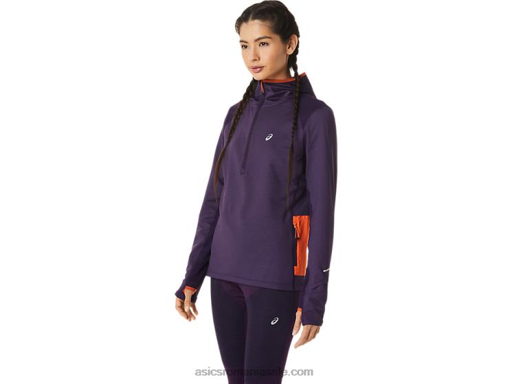 Asics nuanta de noapte heather/nova orange hanorac cu mânecă lungă de iarnă pentru femei ZF4642791