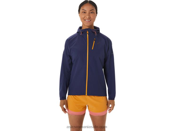 Asics albastru indigo/furtună de nisip geacă impermeabilă fujitrail pentru femei ZF4642535