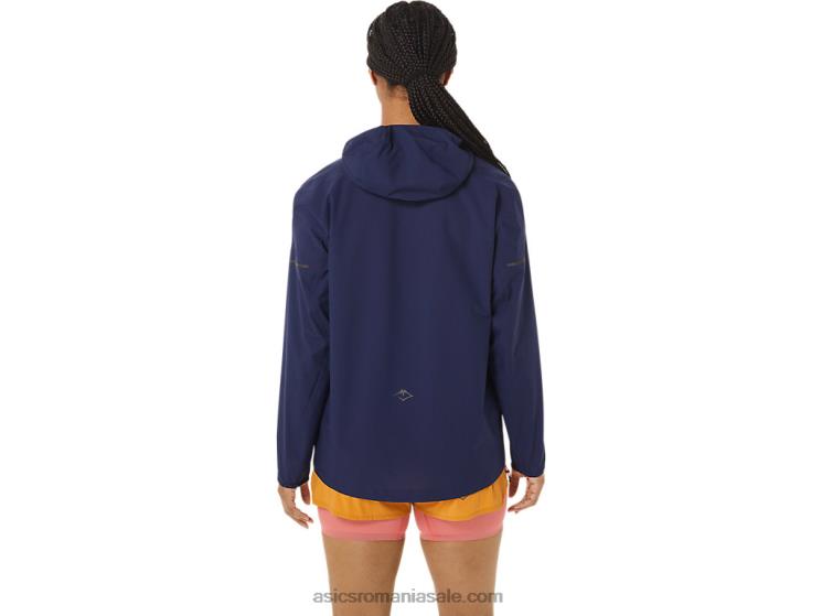 Asics albastru indigo/furtună de nisip geacă impermeabilă fujitrail pentru femei ZF4642535
