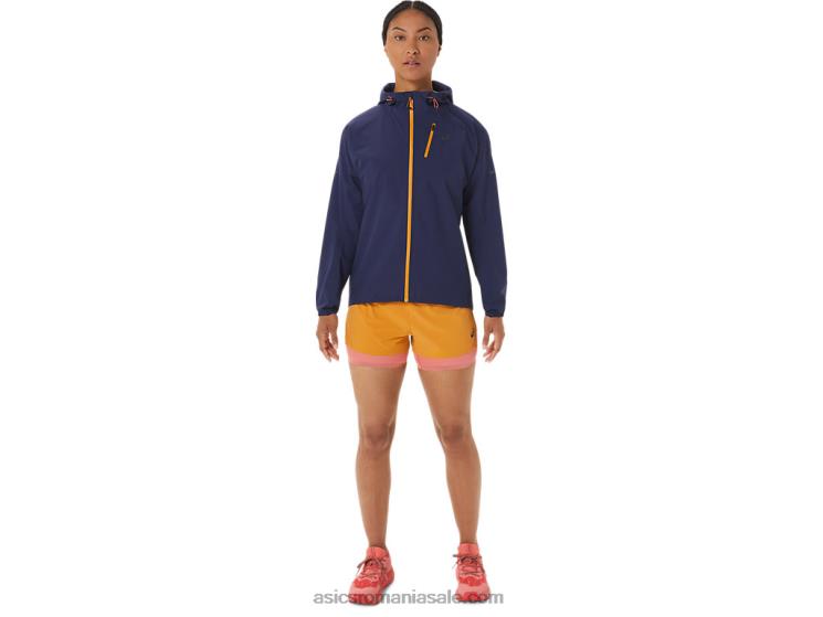 Asics albastru indigo/furtună de nisip geacă impermeabilă fujitrail pentru femei ZF4642535